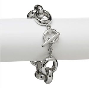 Rivka Friedman White Rhodium Rolo Link Bracelet
